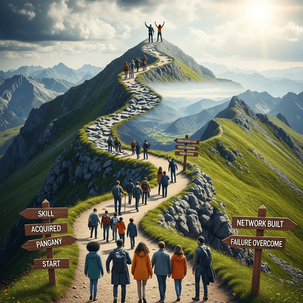people walking on the path of success